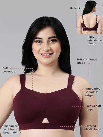 Enamor Innovations Cloudsoft Invisi Bonded Neck Cotton Minimizer Bra – Padded, Wirefree, Full Coverage A064